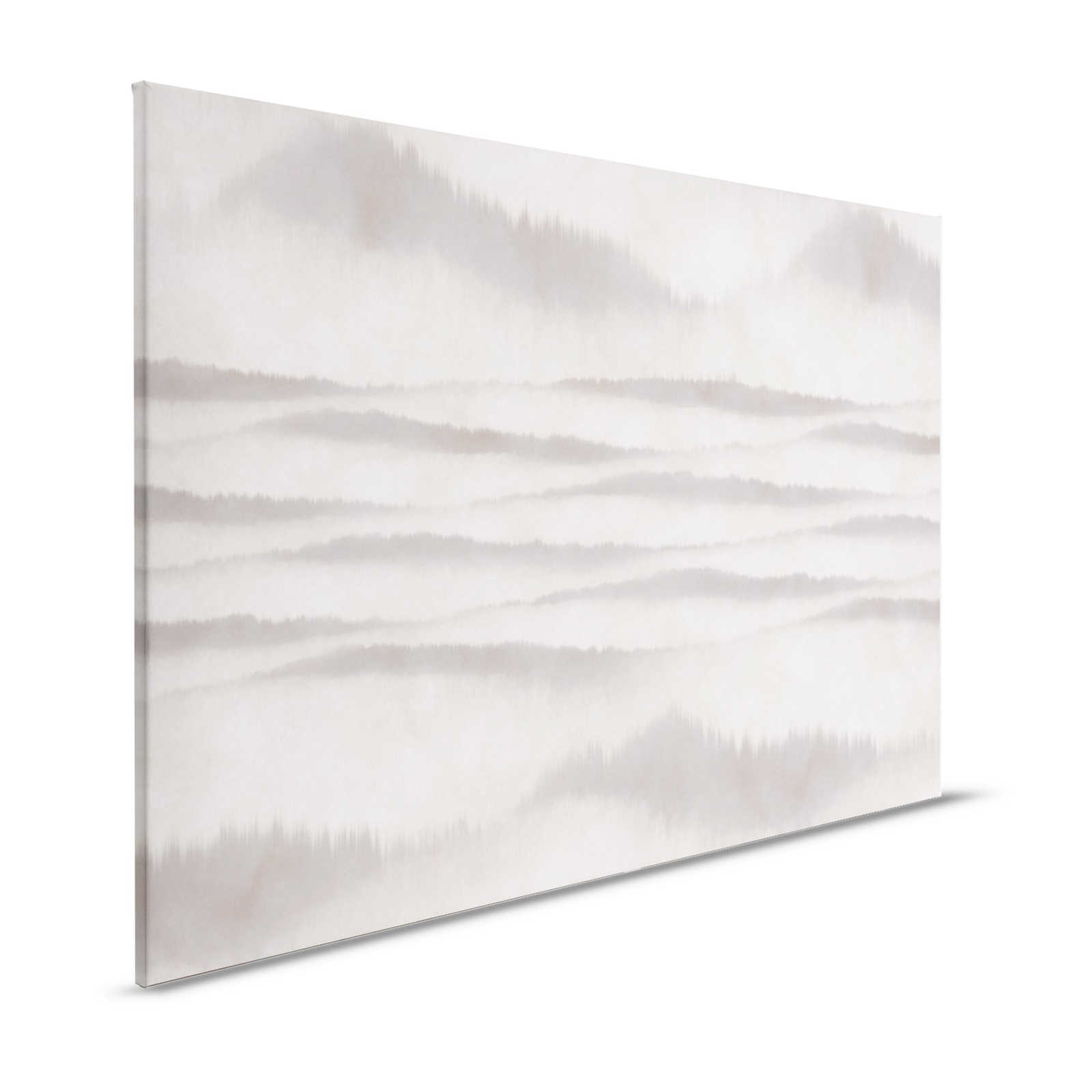 Tableau toile motif abstrait vagues | blanc, gris - 1,20 m x 0,80 m
