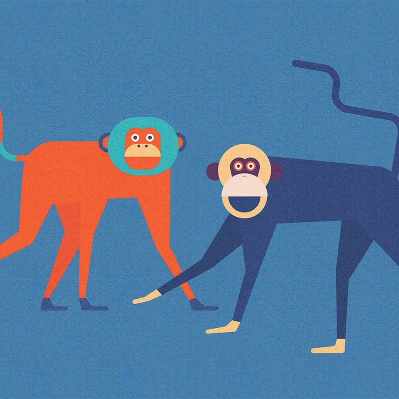 Monkey Busines 2 - Papier peint Bande de singes style bande dessinée - À structure de carton - Beige, Bleu | À structure Intissé
