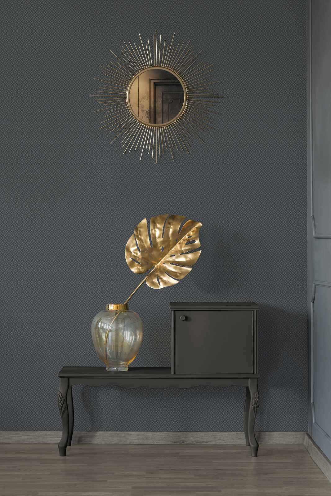             Wallpaper with metallic accent & retro pattern - black
        
