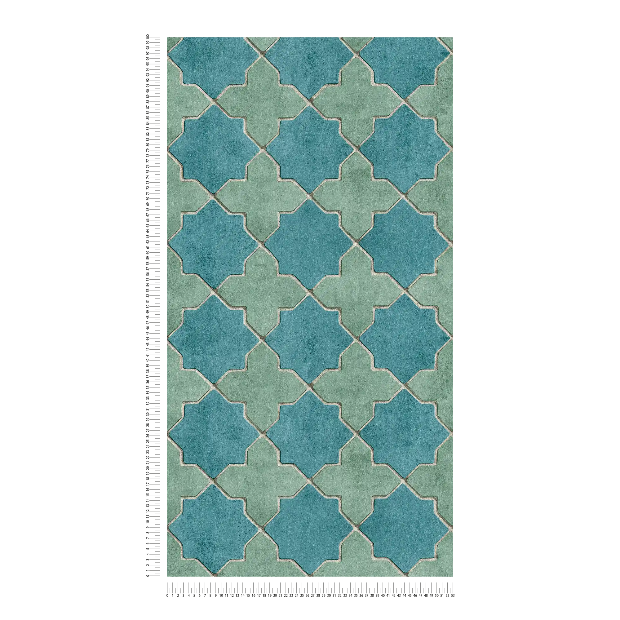             Tile wallpaper mosaic look - blue, green, beige
        