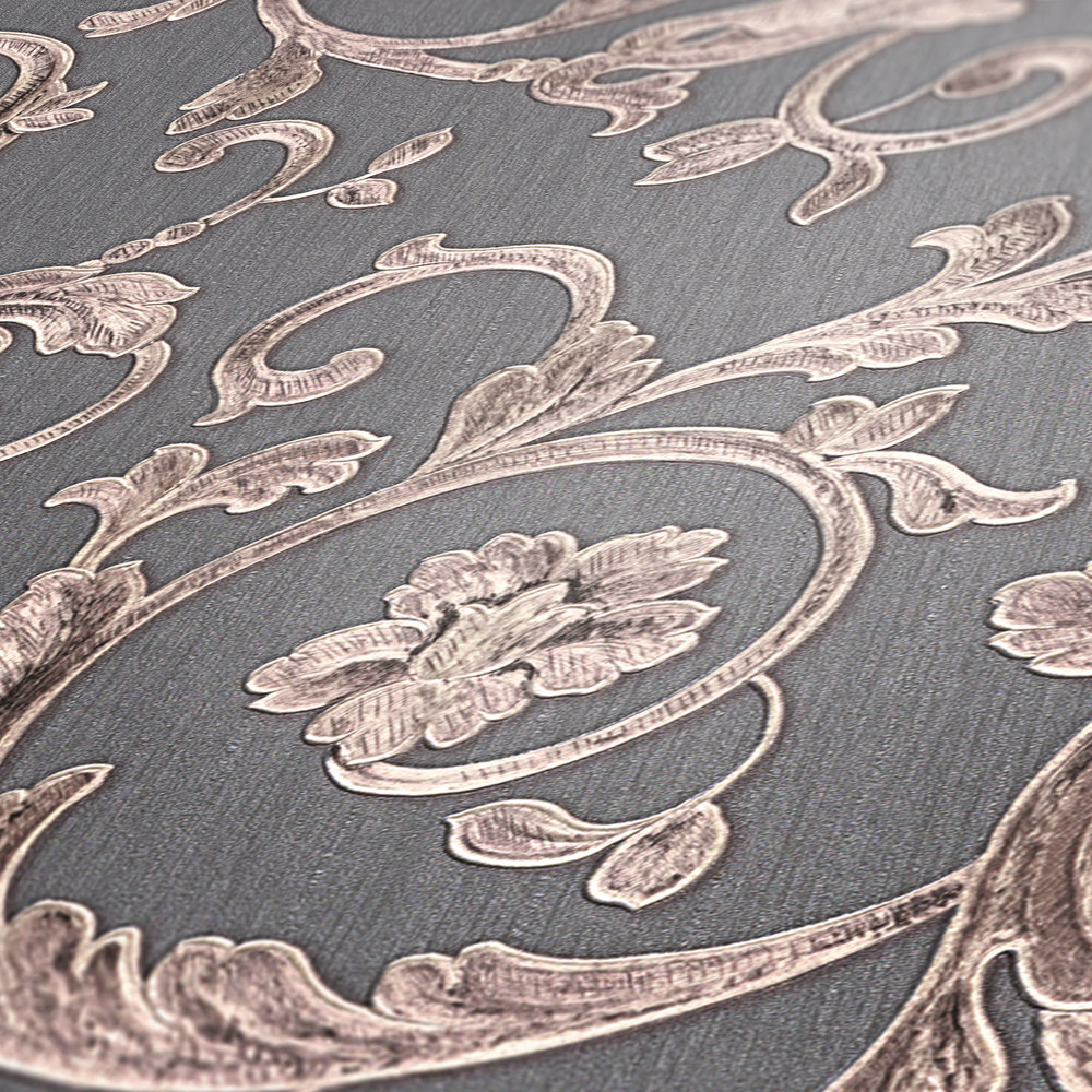             VERSACE wallpaper with ornamental pattern - grey, metallic
        