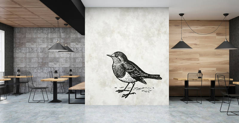             Papier peint noir et blanc avec oiseau - Walls by Patel
        