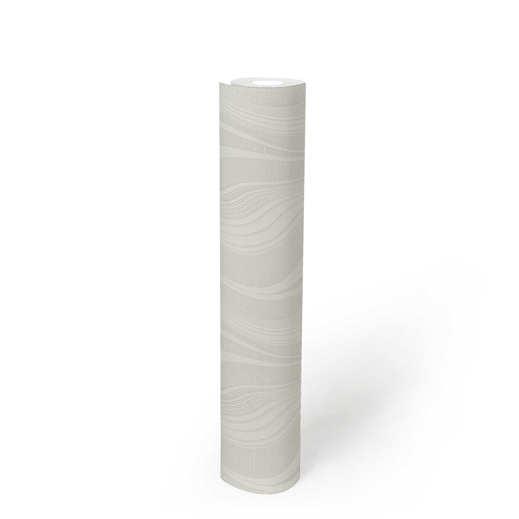             Wallpaper with organic line pattern and 3D effect - white
        