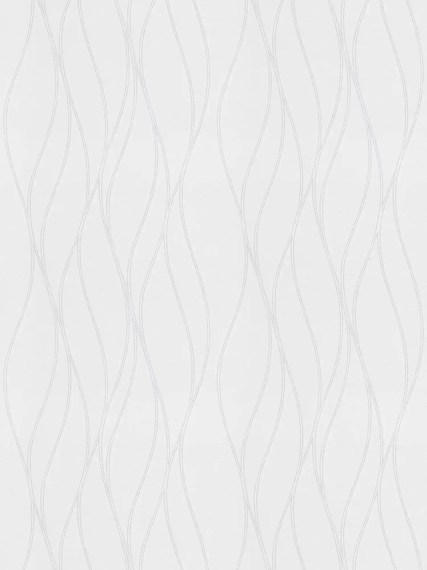 Non-woven wallpaper light grey with wavy lines patterns

