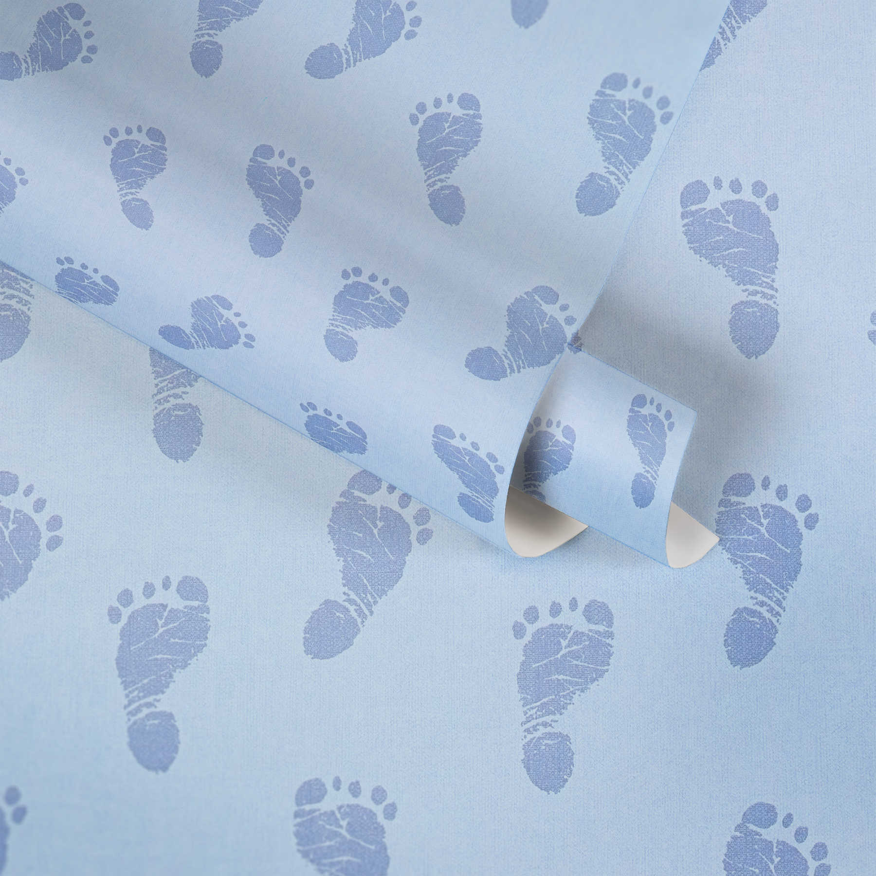             Kinderkamer behang baby voeten jongens - blauw, metallic
        
