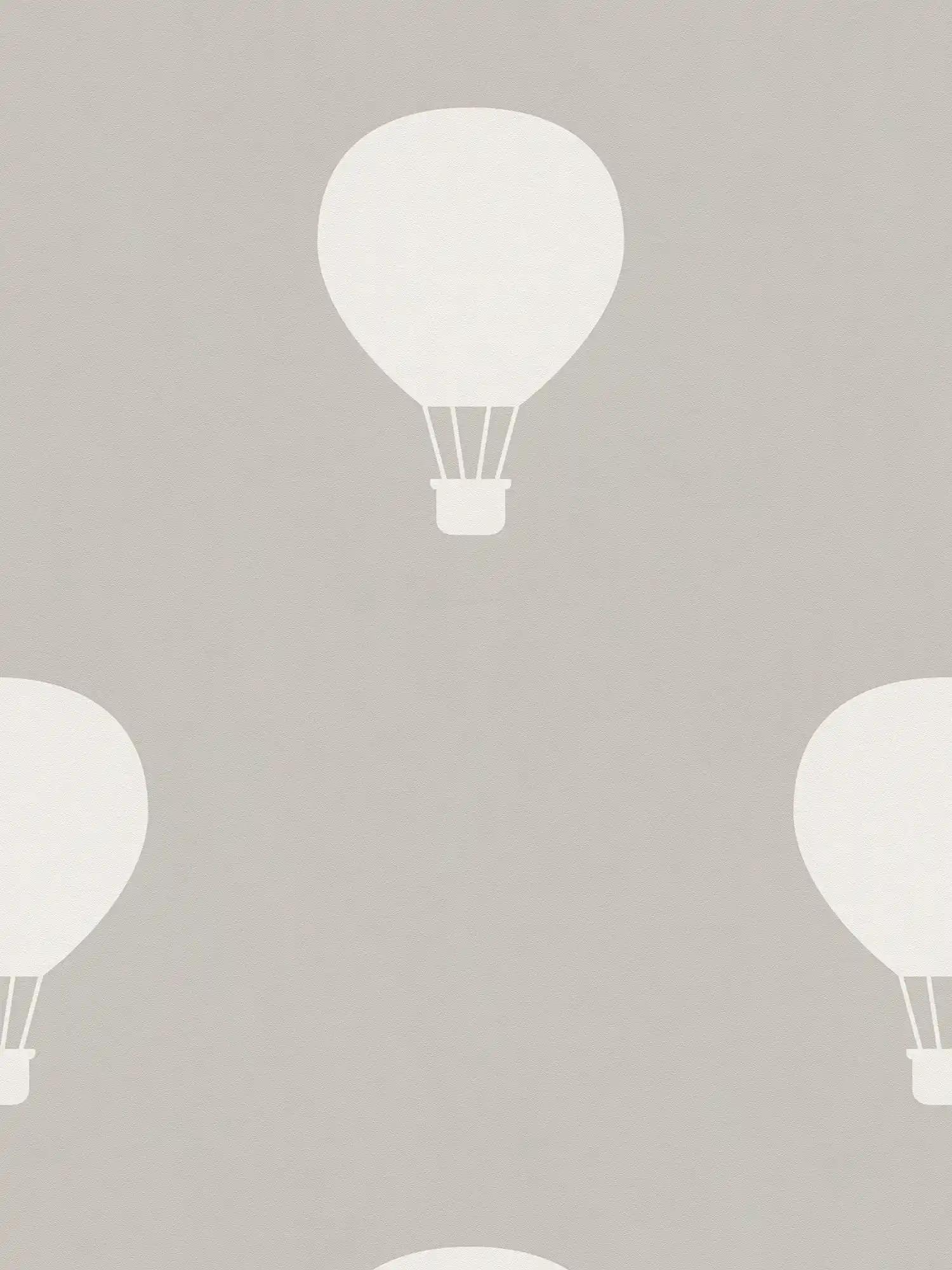 Non-woven wallpaper with hot balloons for Nursery - grey, cream
