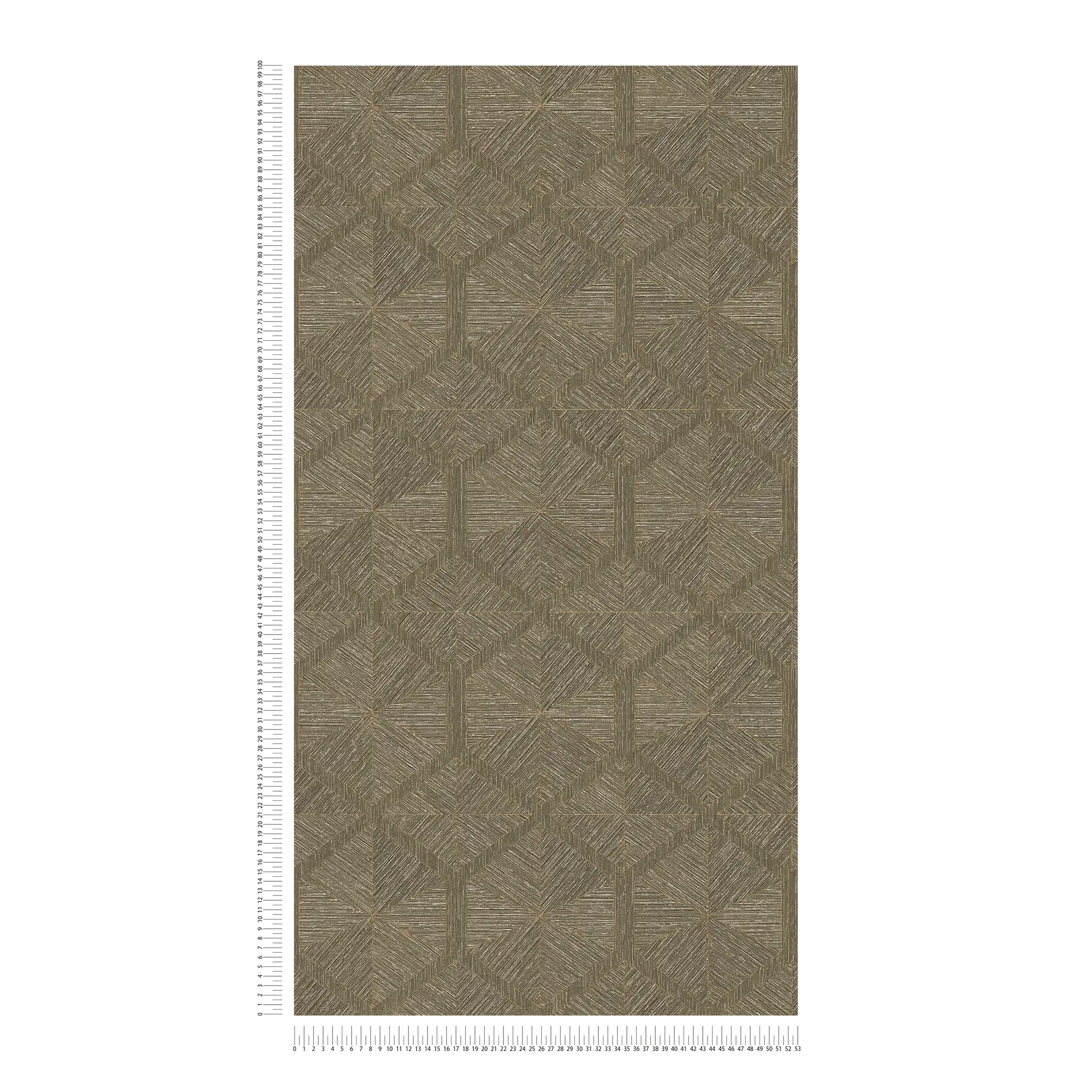             Carta da parati grafica con design a sfaccettature ed effetto metallico - marrone, metallizzato
        