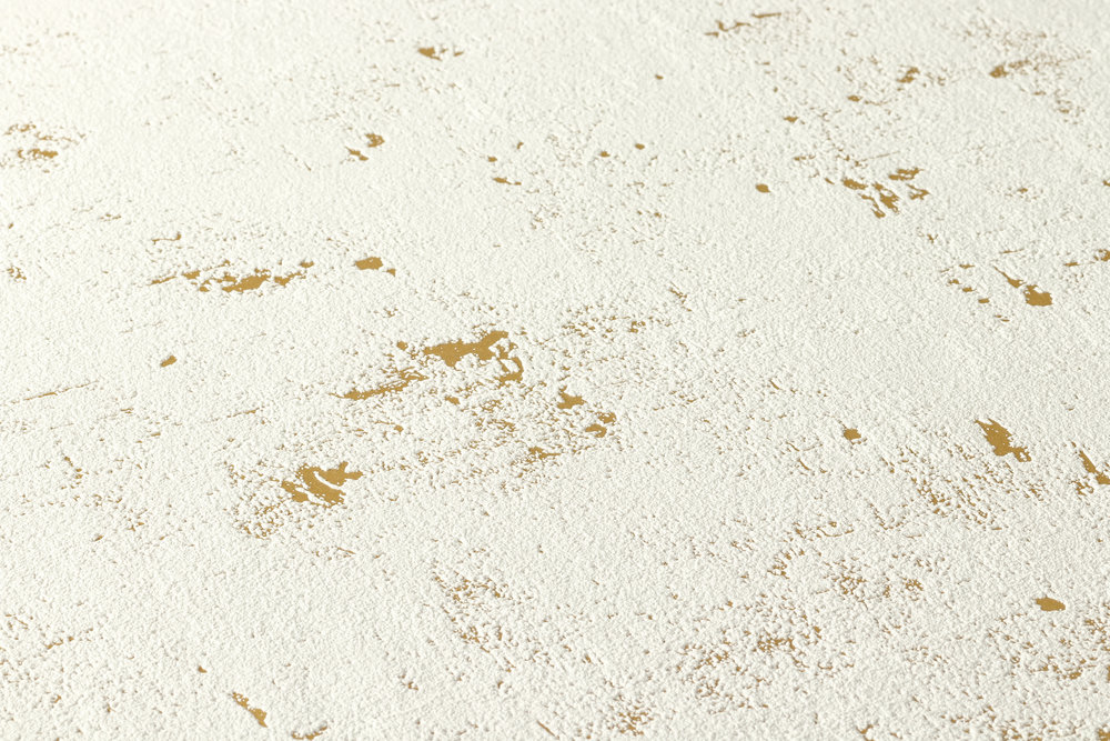             Papel pintado de aspecto usado con efecto metálico - crema, oro
        