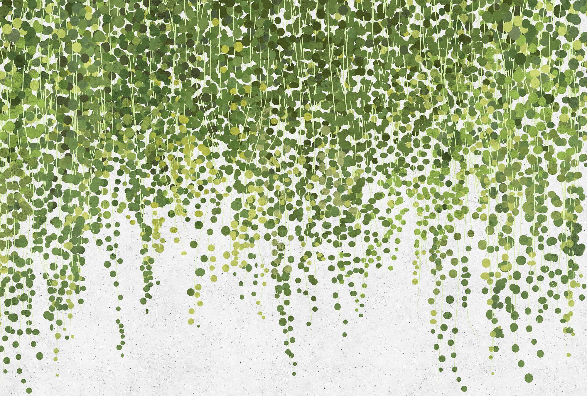             Hangende Tuin 1 - Onderlaag behang Bladeren en Ranken, Hangende Tuin in Betonstructuur - Grijs, Groen | Matte Gladde Vlieseline
        