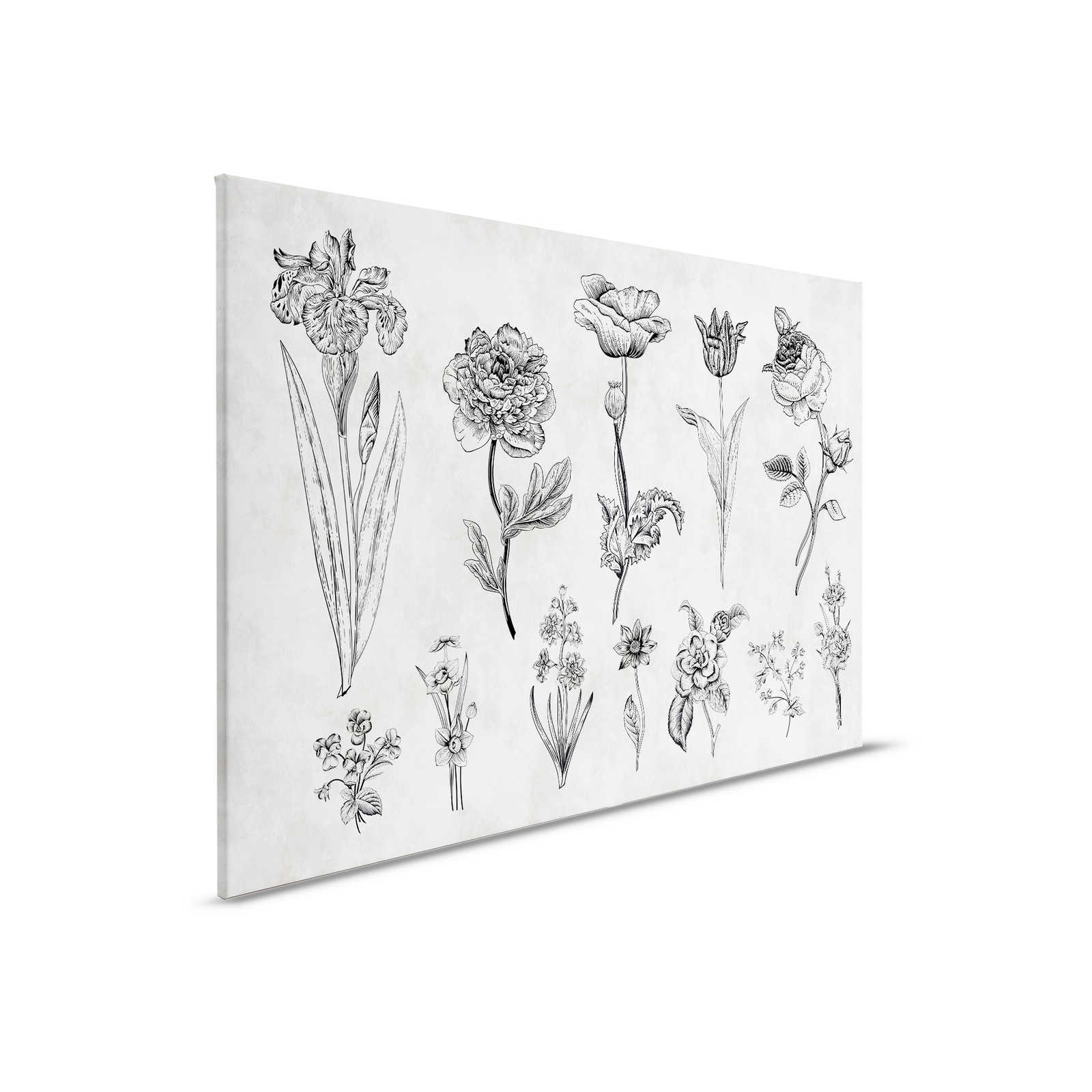 Canvas painting Flowers in drawing style - 0,90 m x 0,60 m
