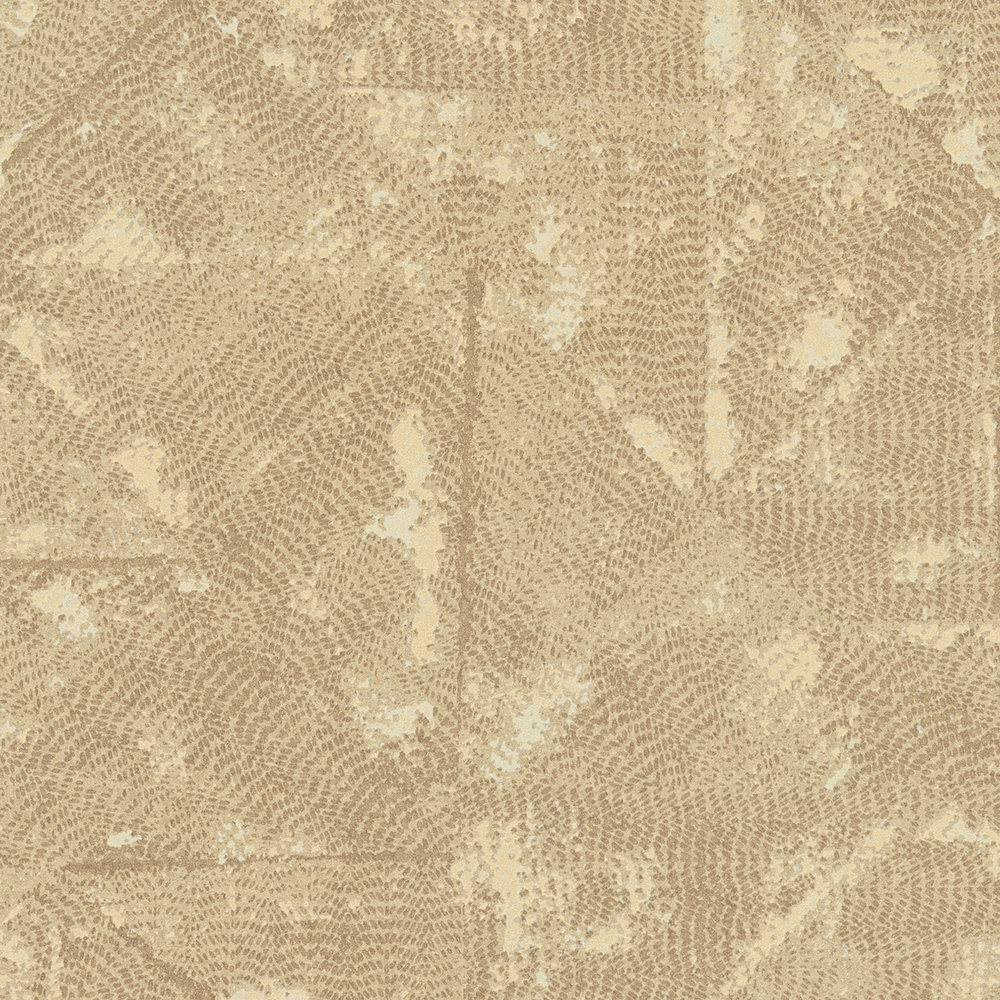             Carta da parati in tessuto non tessuto a tinta unita con dettagli asimmetrici - beige, marrone, oro
        