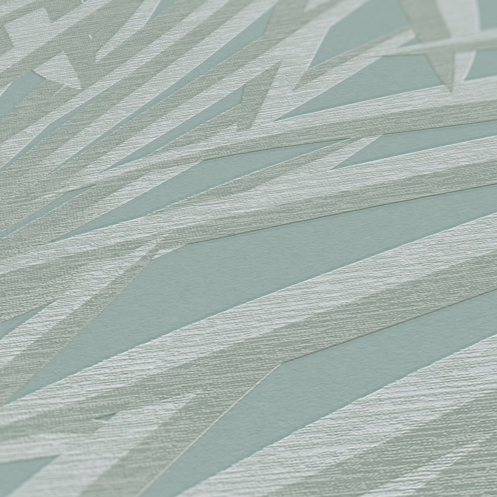             Vliesbehang met patroon jungle bladeren - mint
        
