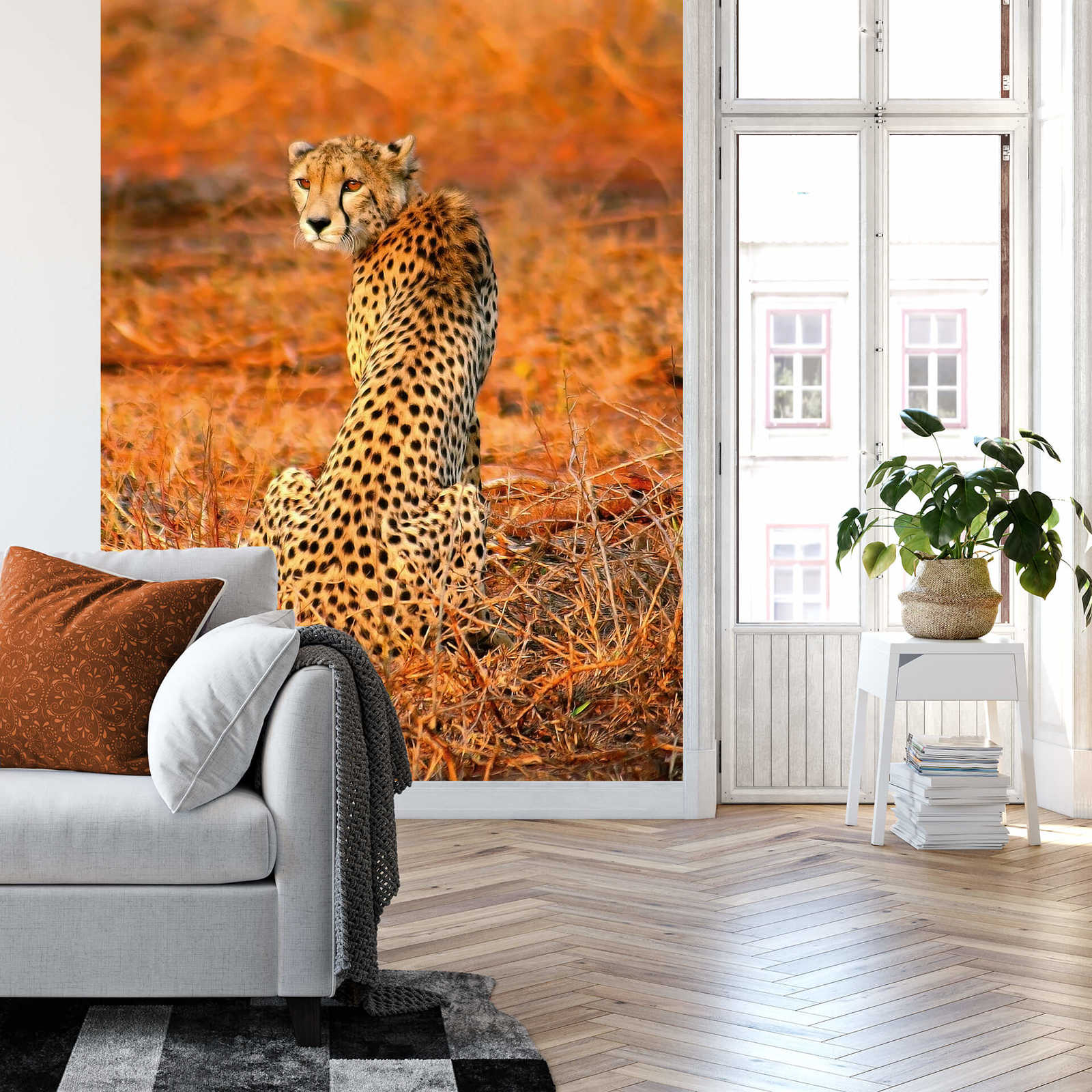             Safari mural animal leopard - yellow, orange, black
        