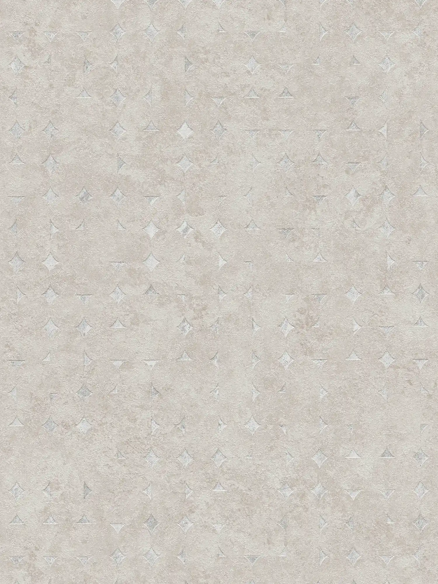 Non-woven wallpaper with geometric shapes, slightly glossy - beige, silver
