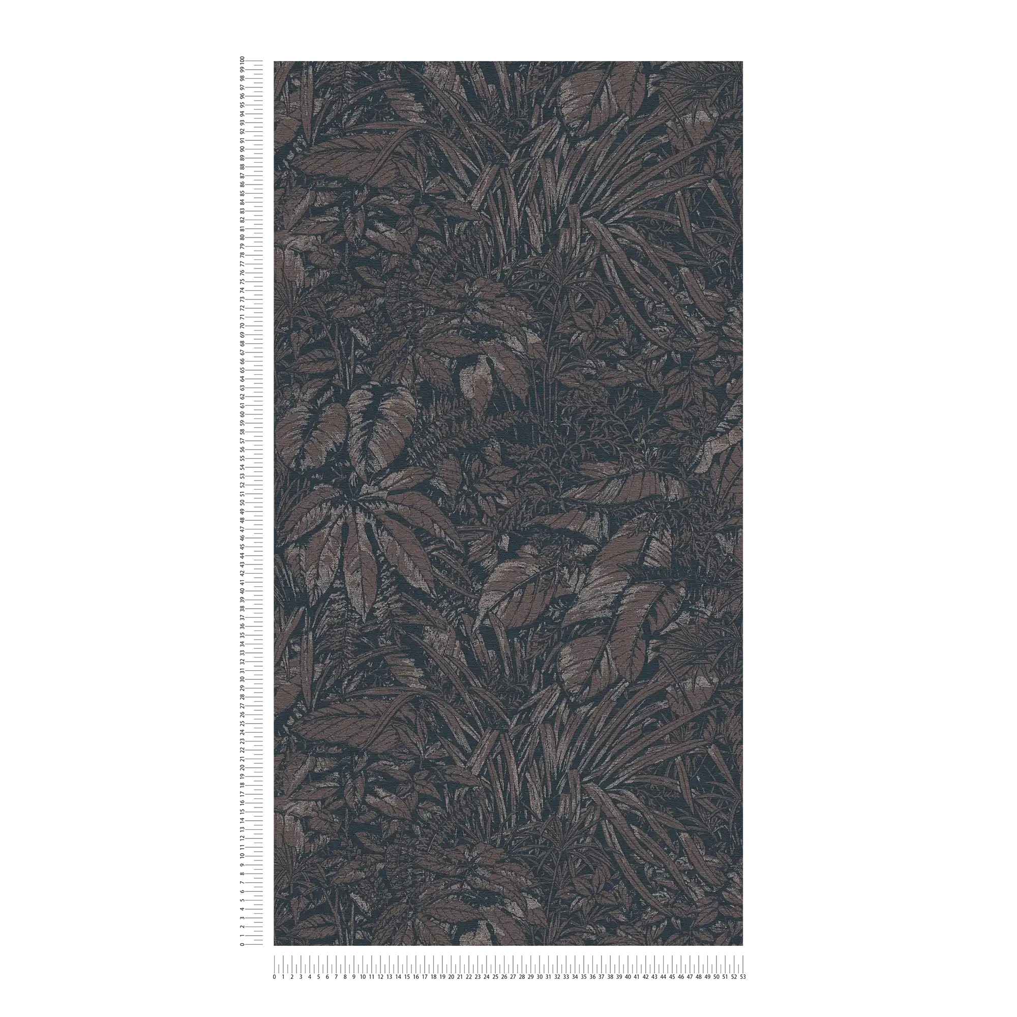             Jungle wallpaper light glossy with leaf pattern - brown, black, silver
        