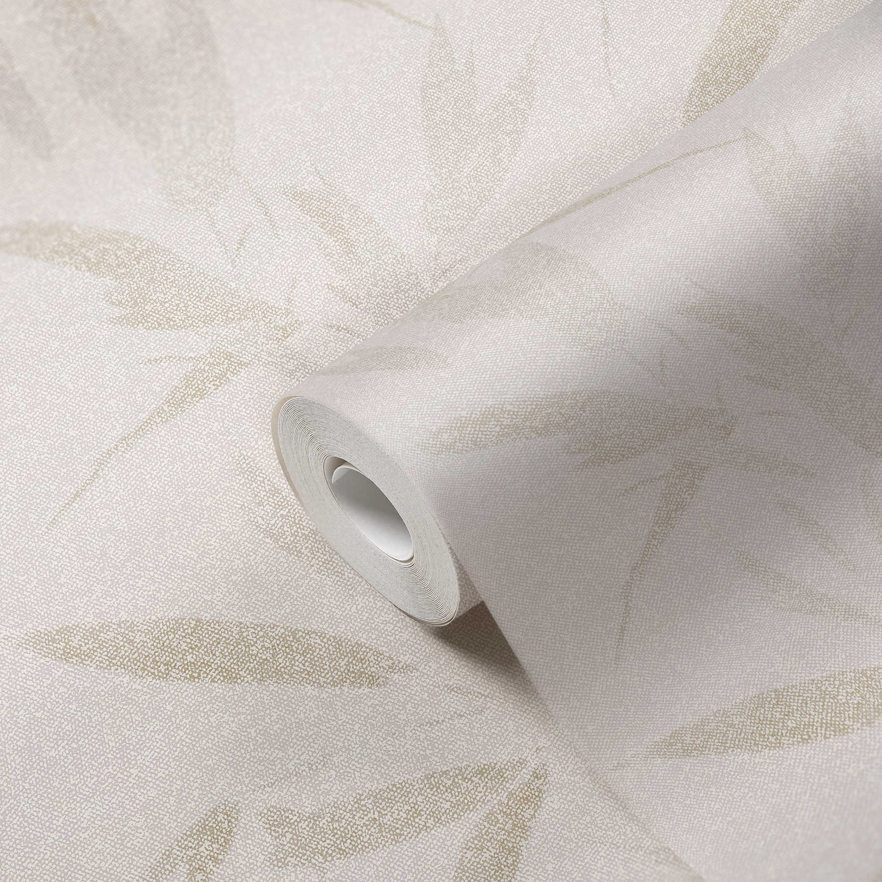             Papel pintado no tejido motivo hoja abstracto, aspecto textil - crema, beige
        