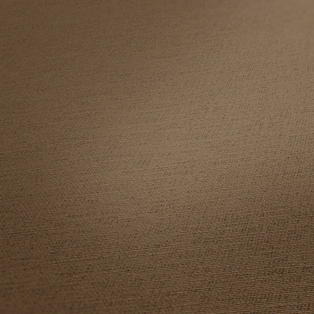             Carta da parati marrone effetto lino e texture in rilievo effetto tessuto
        
