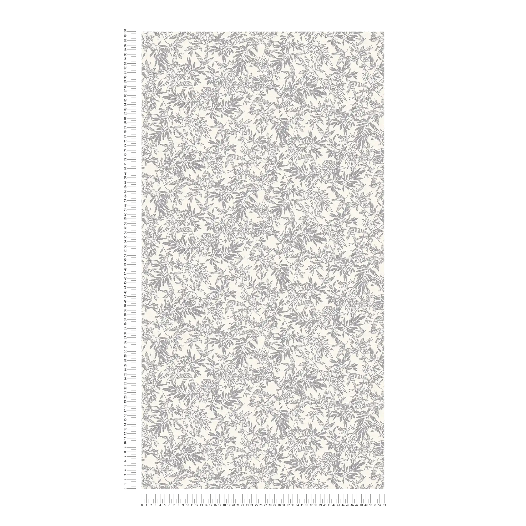             Floral wallpaper with leaves pattern in matt - grey, white
        