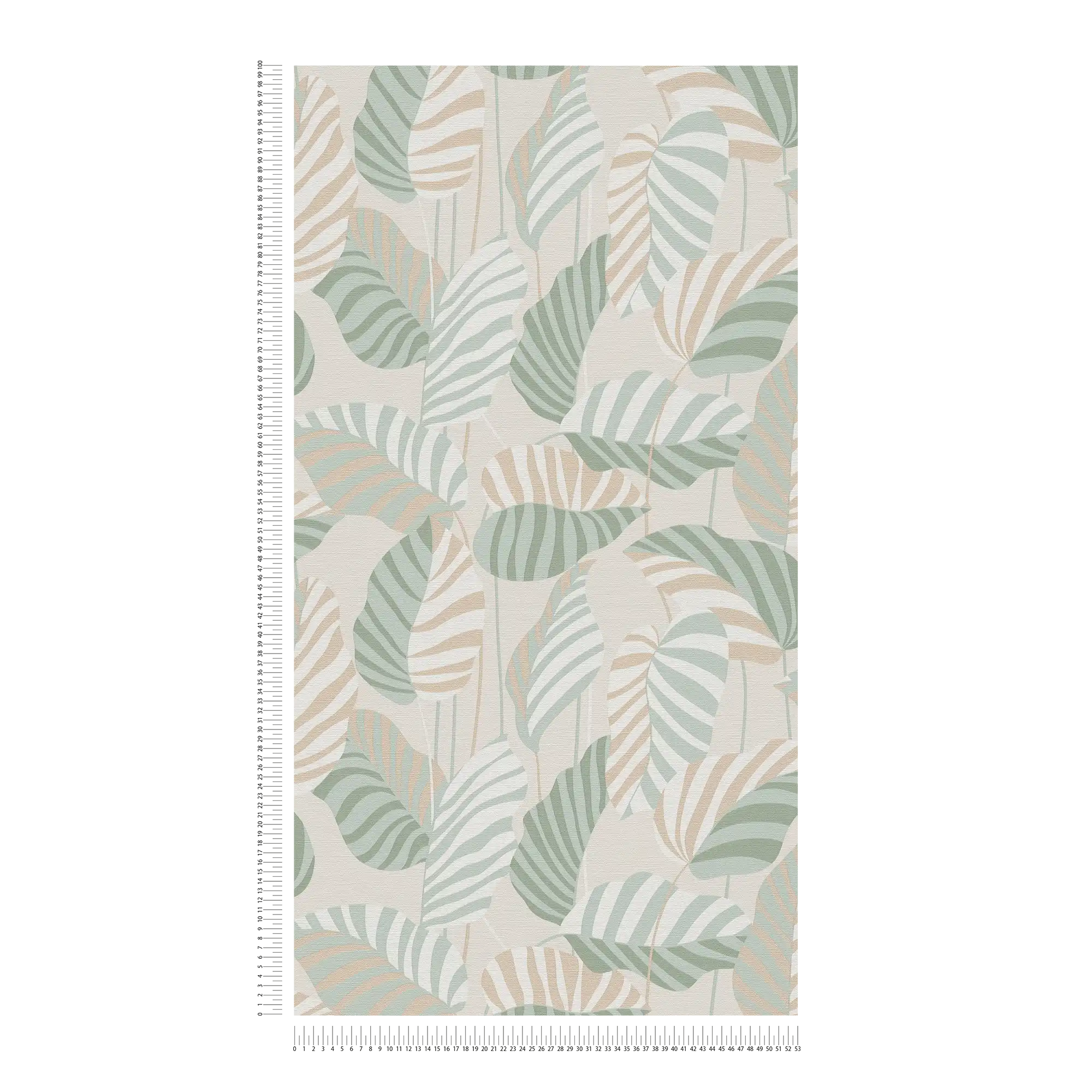             Carta da parati in tessuto non tessuto in stile naturale con foglie di palma leggermente lucide - crema, verde, oro
        