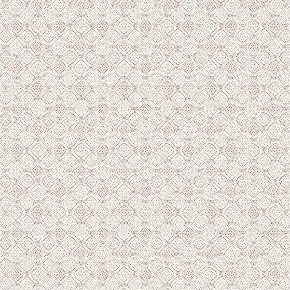             Structuurbehang met ruit- en puntpatroon - crème, wit, grijs
        