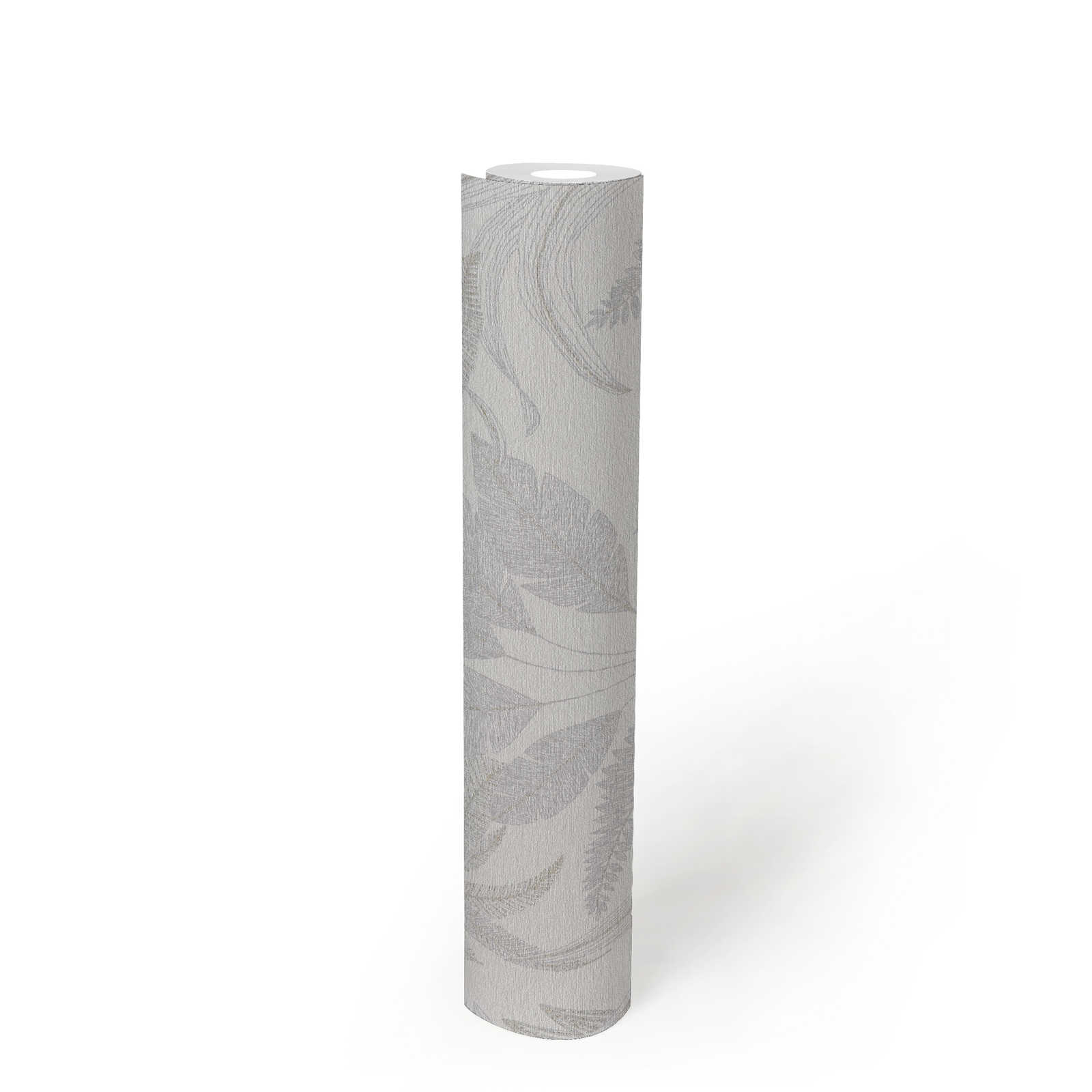             papier peint en papier intissé avec feuilles de jungle - motif légèrement structuré - gris, crème, or
        