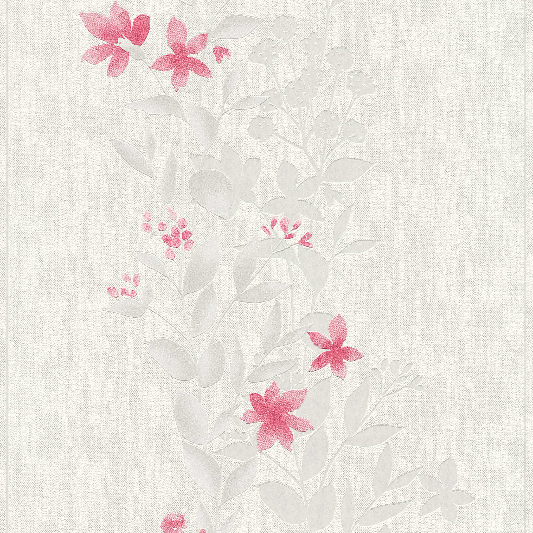 Wallpaper floral motif, watercolour effect - beige, grey, red
