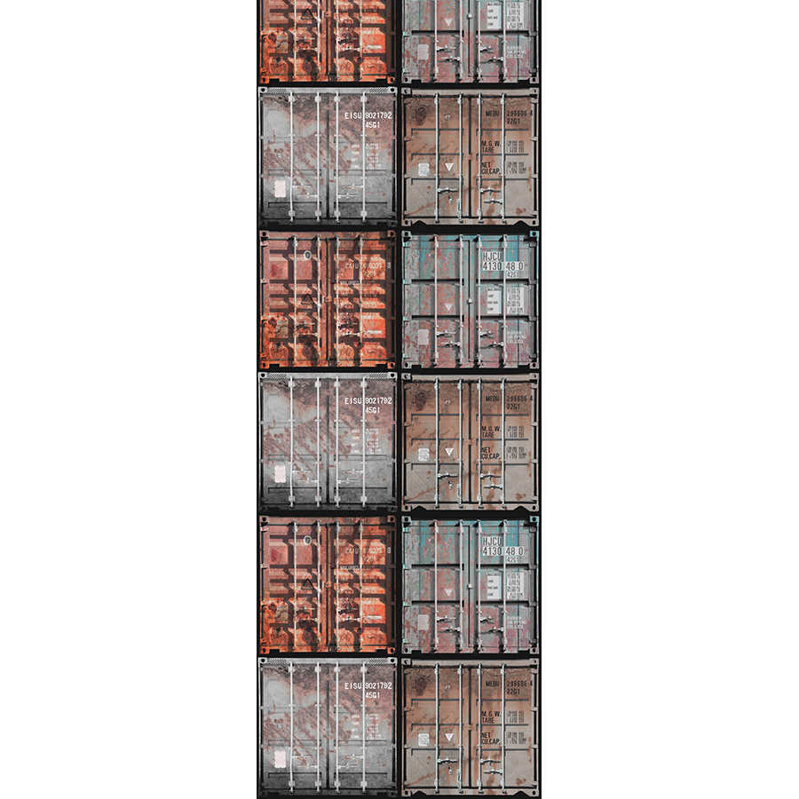 Papier peint panoramique moderne conteneurs empilés sur intissé lisse nacré
