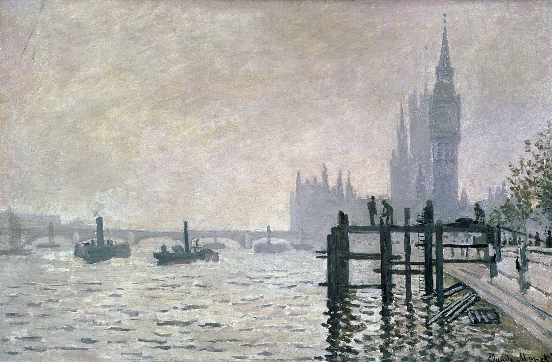            Papier peint panoramique "La Tamise en aval de Westminster" de Claude Monet
        