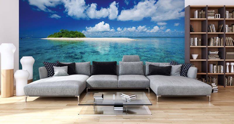             Île Papier peint panoramique mer avec petite île sur intissé lisse mat
        