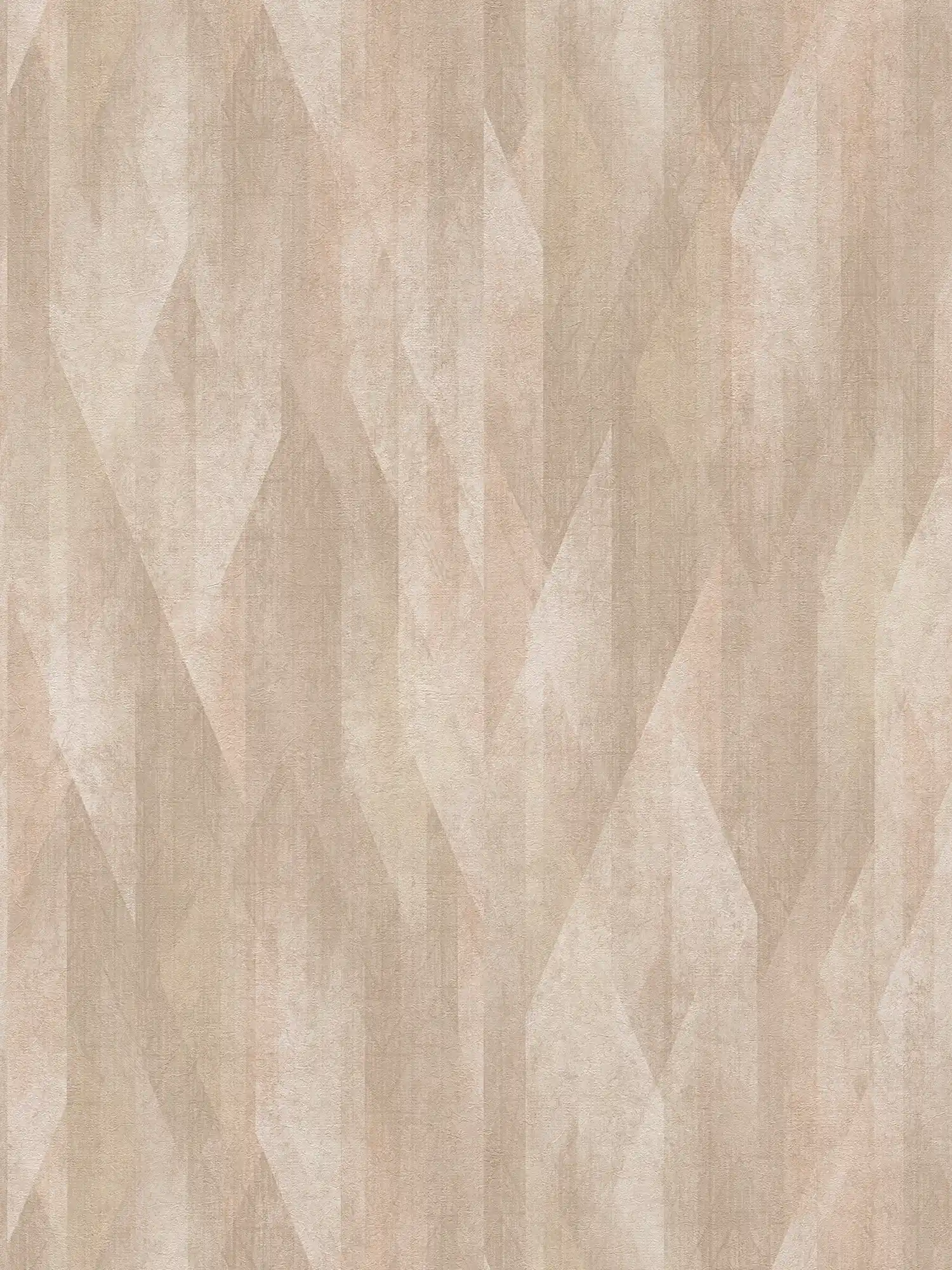 Non-woven wallpaper with graphic diamond design - beige, brown
