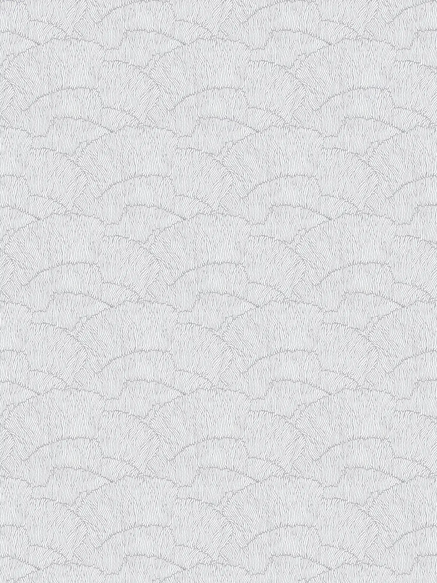 Non-woven wallpaper with abstract pattern - silver, white, metallic
