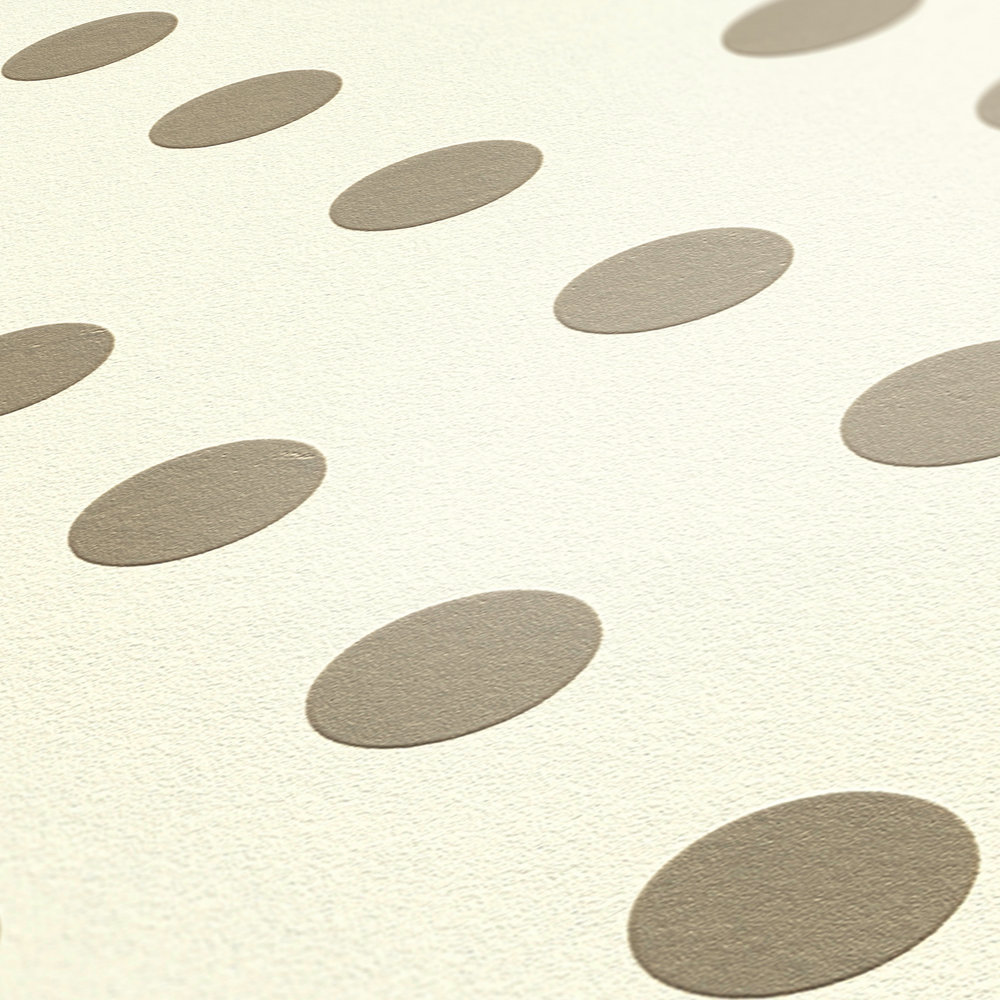             Non-woven wallpaper dots, polka dots design for Nursery - beige, pink
        