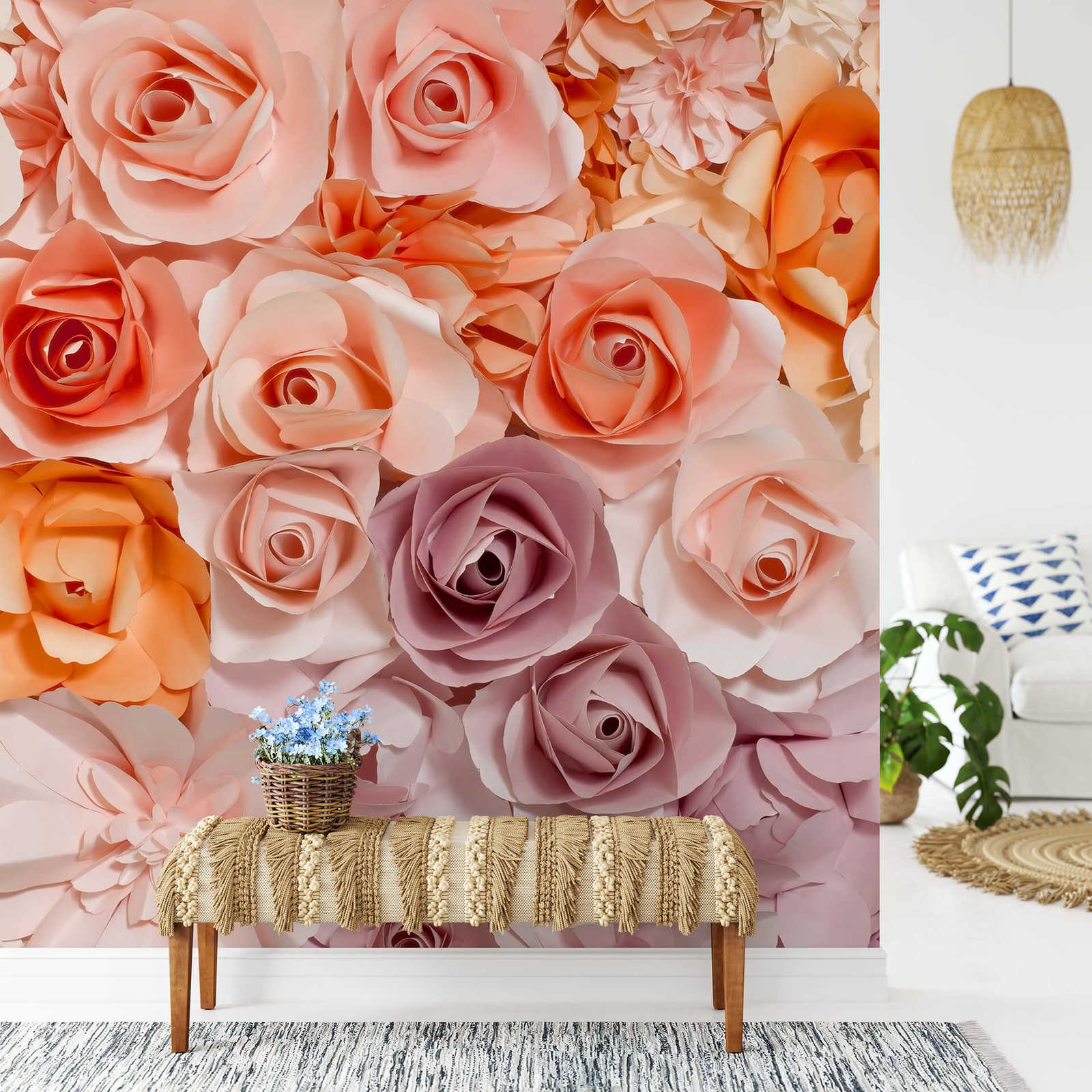             Carta da parati fiori 3D Roses, formato verticale - Rosa
        