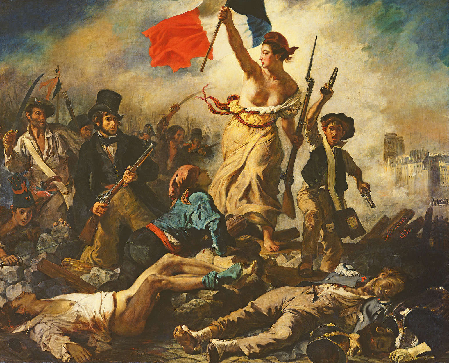             Vrijheid leidt het volk" muurschildering van Eugène Delacroix
        