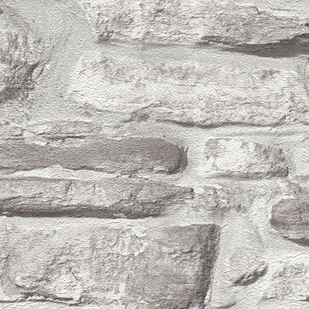             Steenlook vliesbehang natuurlijke wandlook - grijs, grijs, wit
        