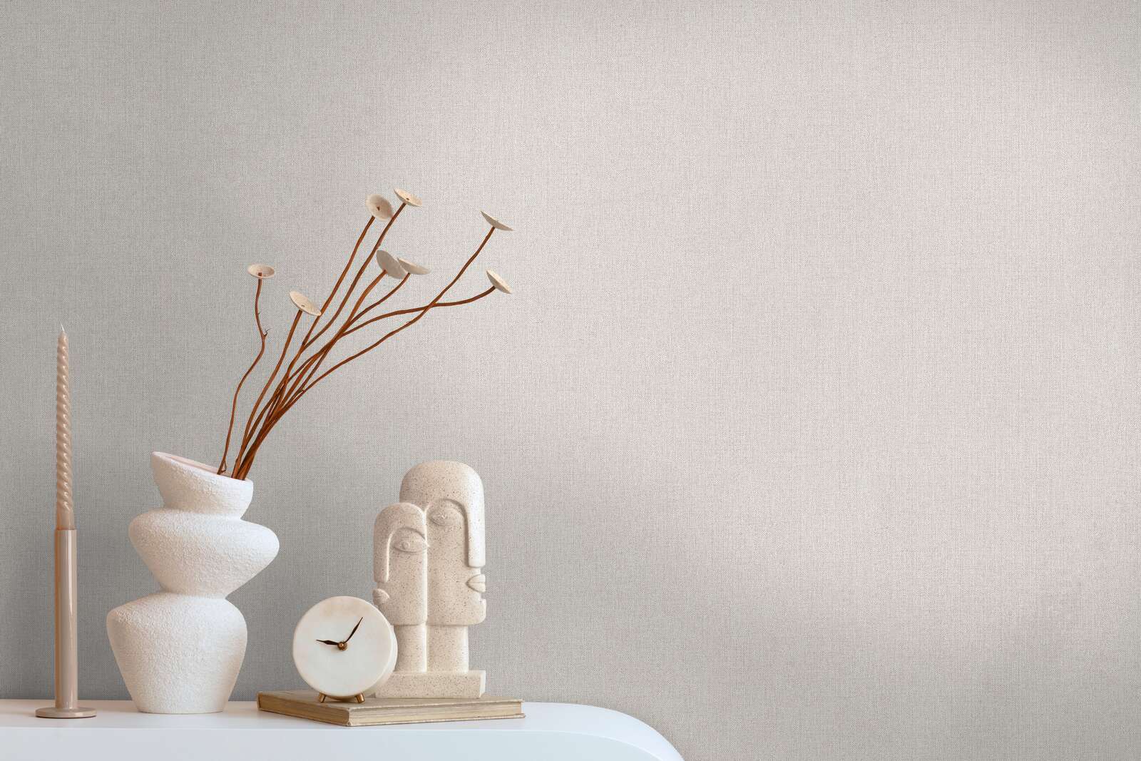             Linen optics wallpaper beige grey mottled Scandi style
        