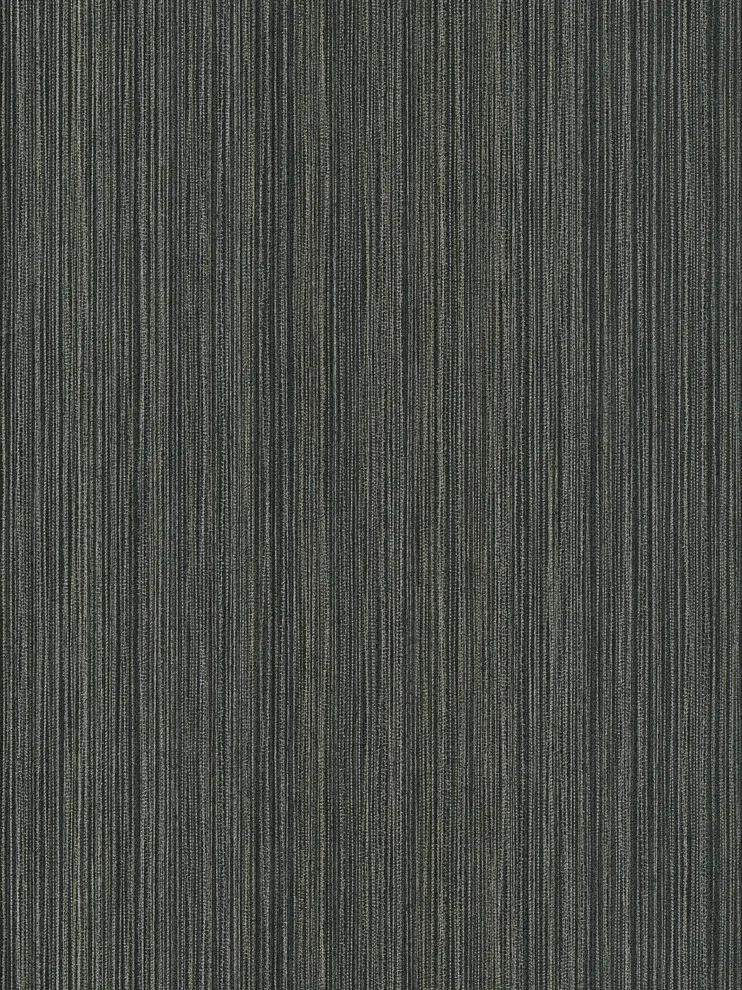 Papel pintado con diseño textil y efecto de líneas - Negro
