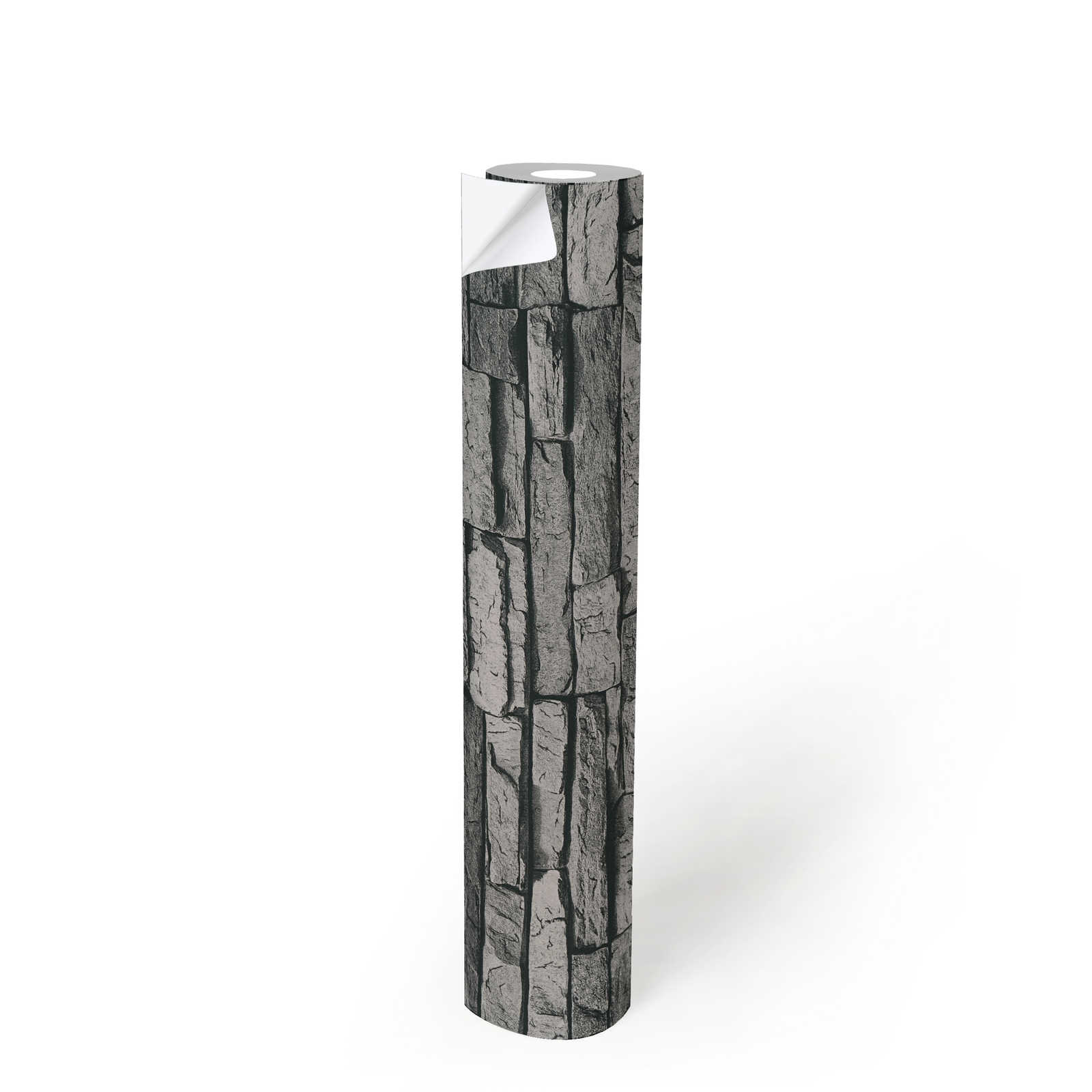             Zelfklevend behangpapier | natuursteenlook met 3D-effect - grijs, zwart
        