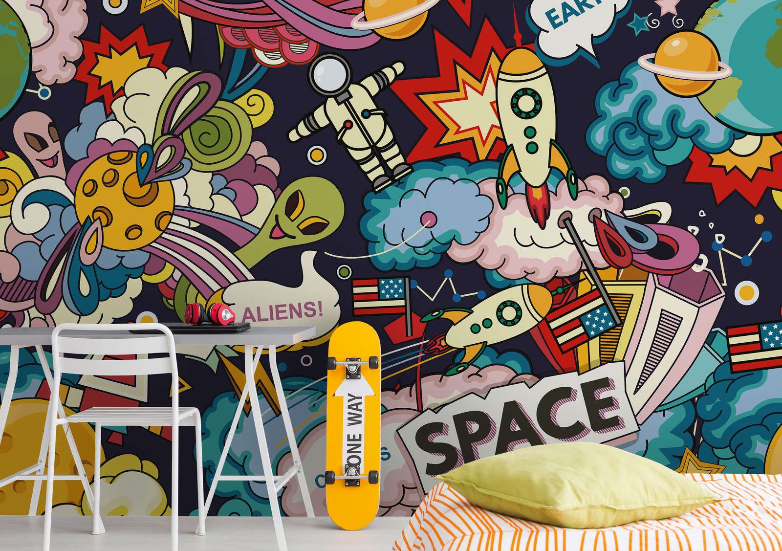             Digital behang Universum Collage in komische stijl - Glad & parelmoervlies
        
