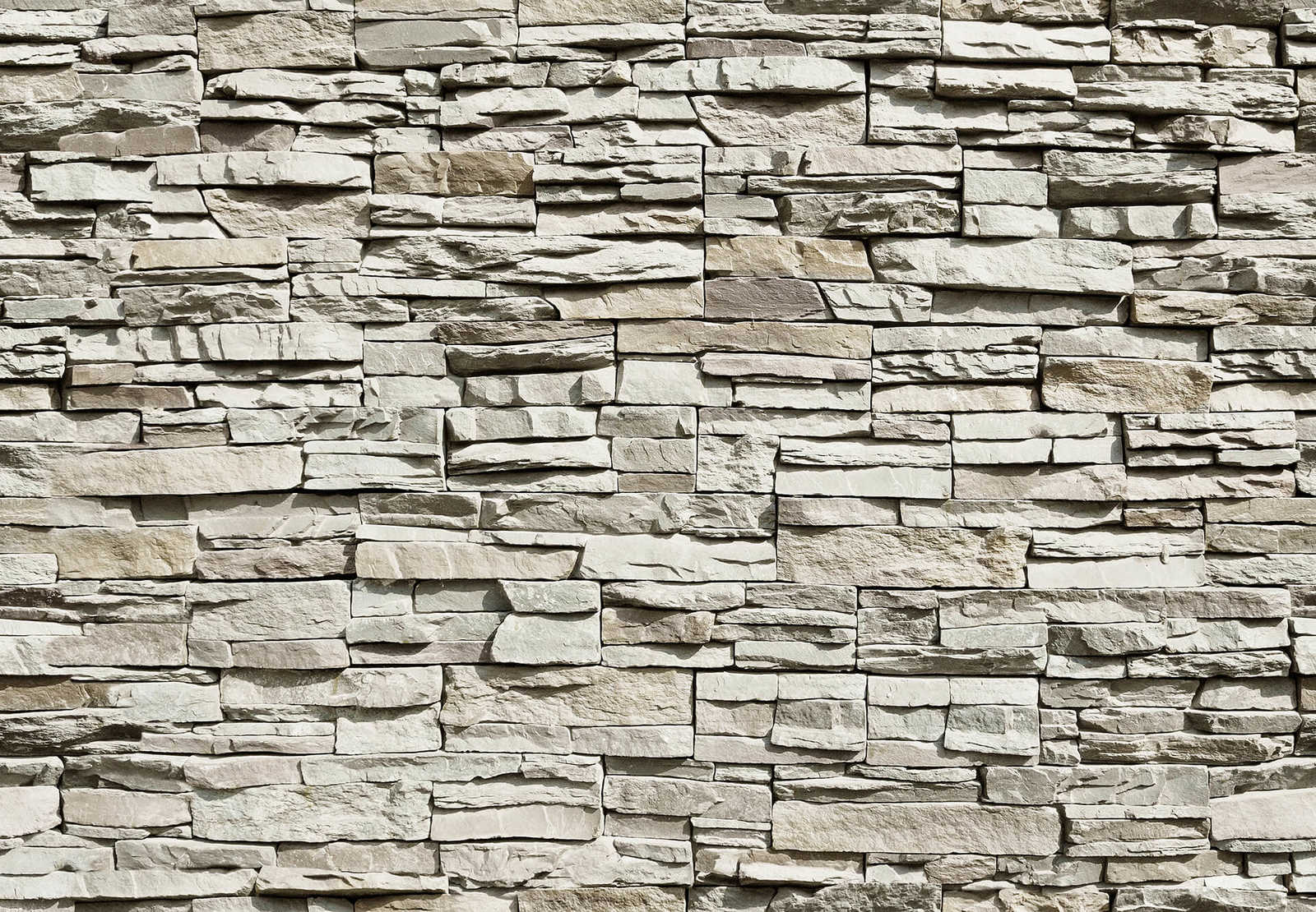 Mur de pierres Papier peint panoramique mur de pierres naturelles clair - Gris
