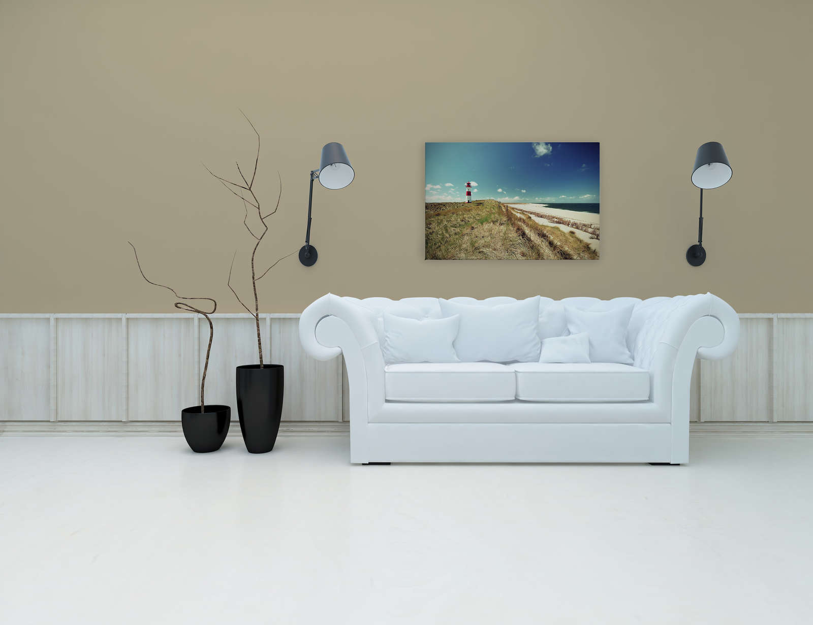             Canvas met strandlandschap met vuurtoren - 0,90 m x 0,60 m
        