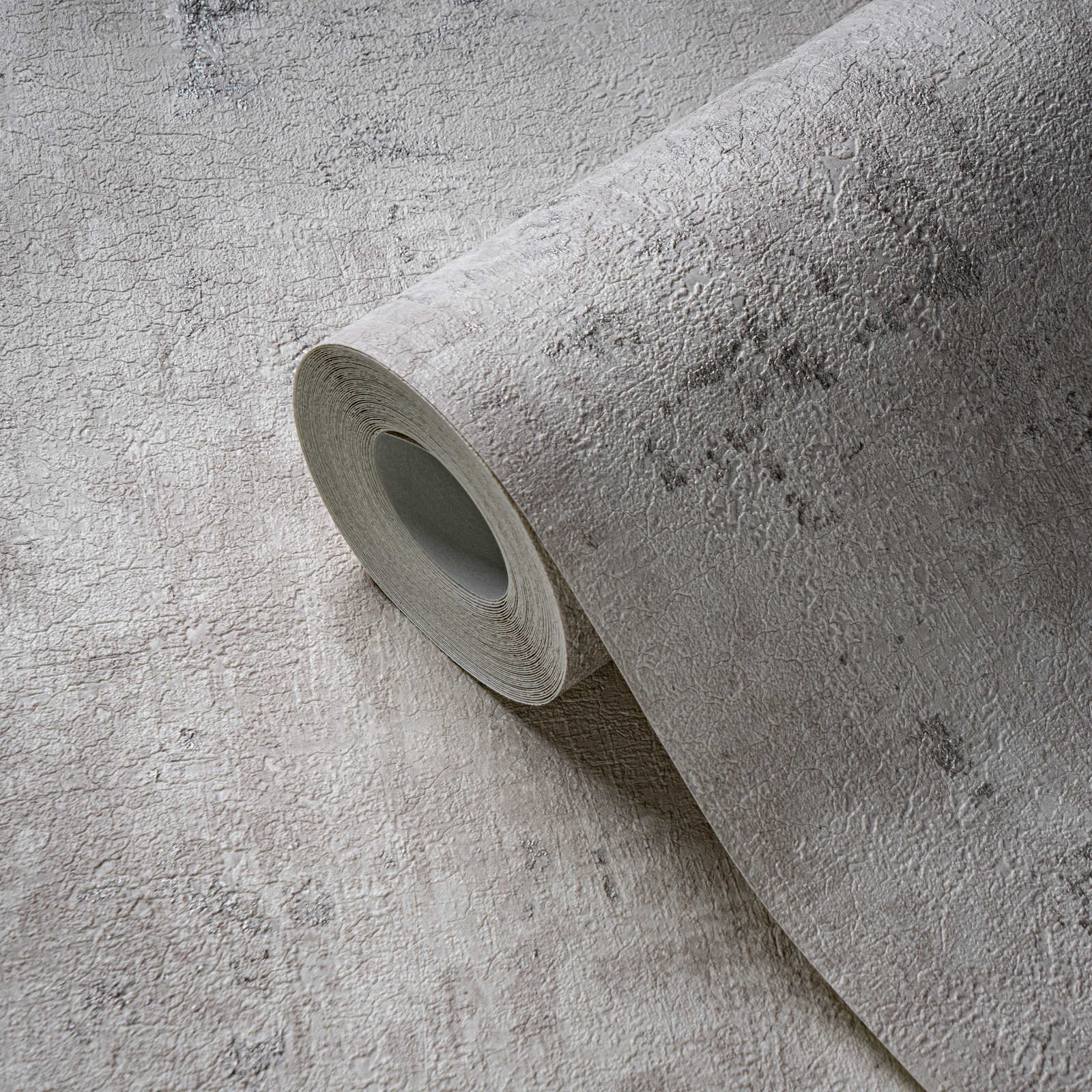             Non-woven wallpaper in used look with texture - white, grey, silver
        
