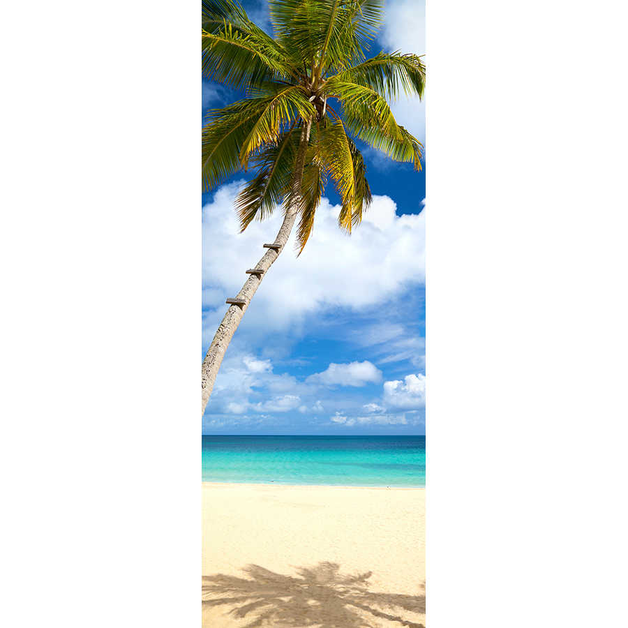 Beach mural palm tree by the sea on textured non-woven fabric
