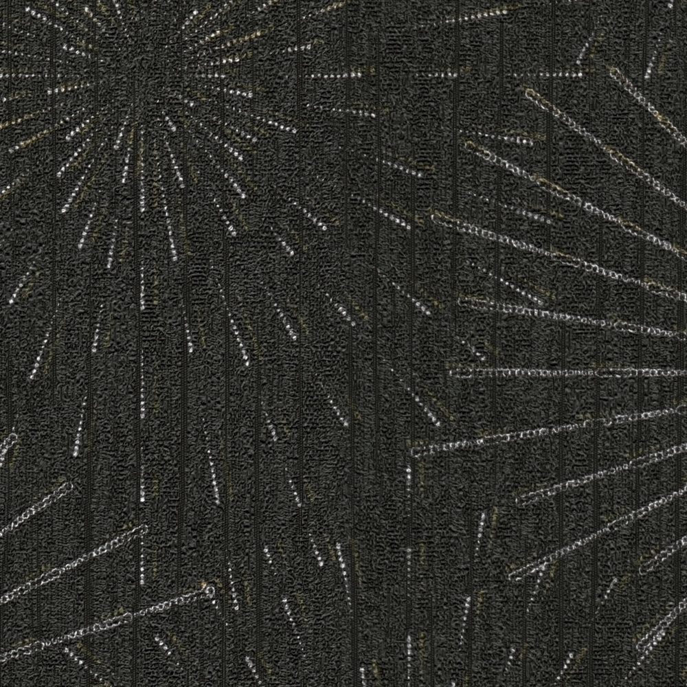             Papel pintado retro motivo de estrella de los años 50 - negro, metálico
        