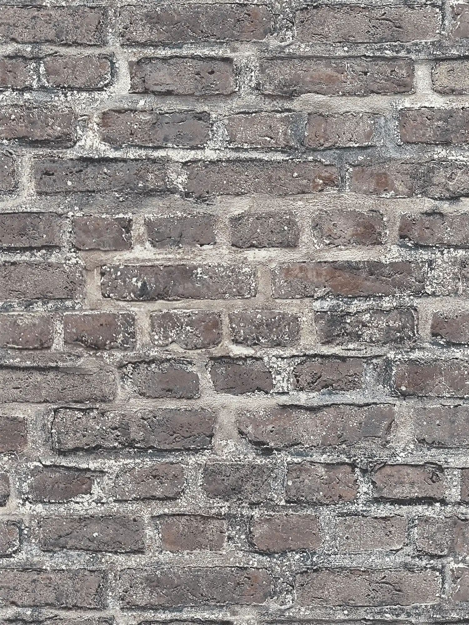 Wallpaper in stone look with bricks, brick - grey, black
