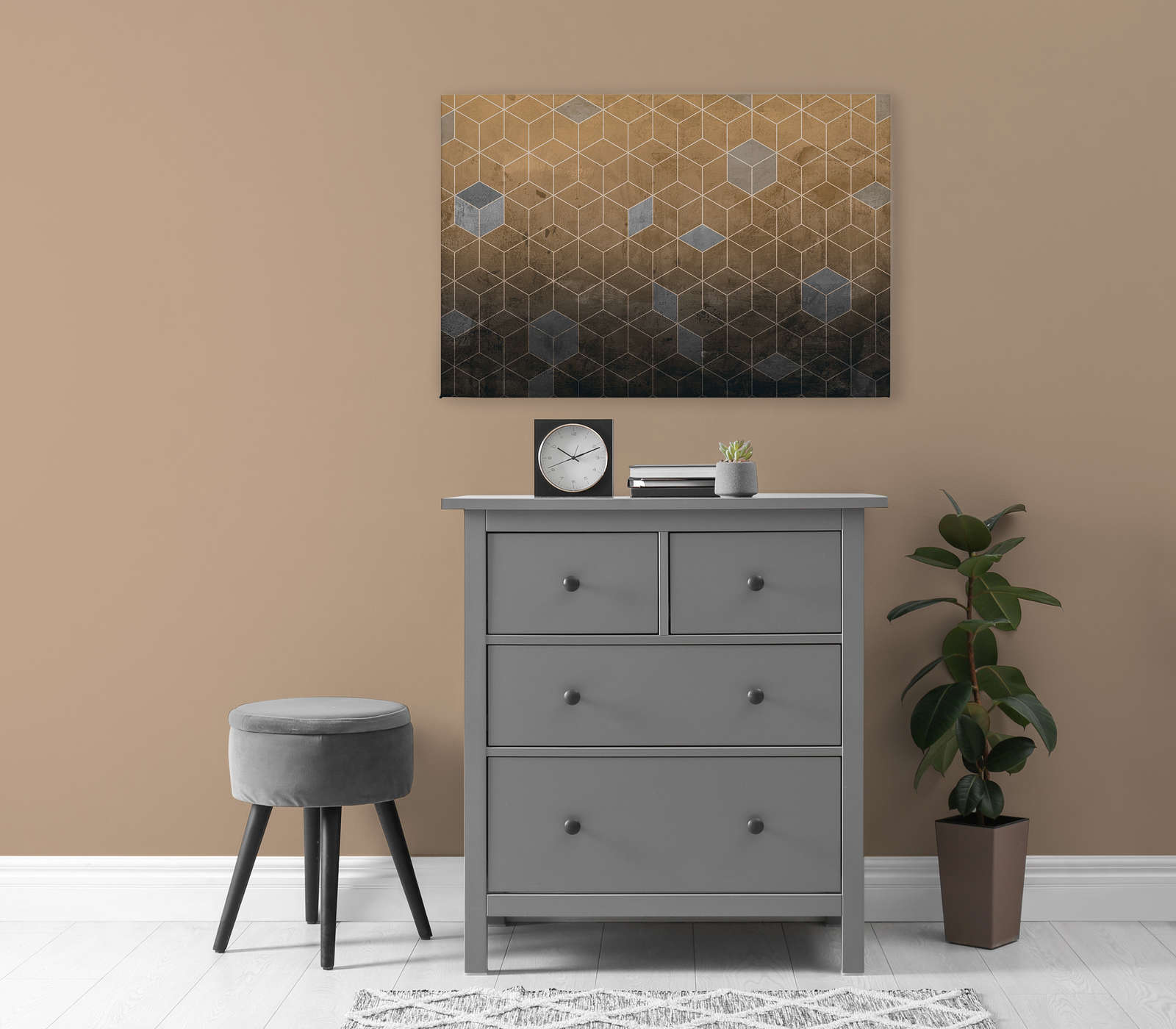            Canvas painting with block pattern in 3D look - 0.90 m x 0.60 m
        