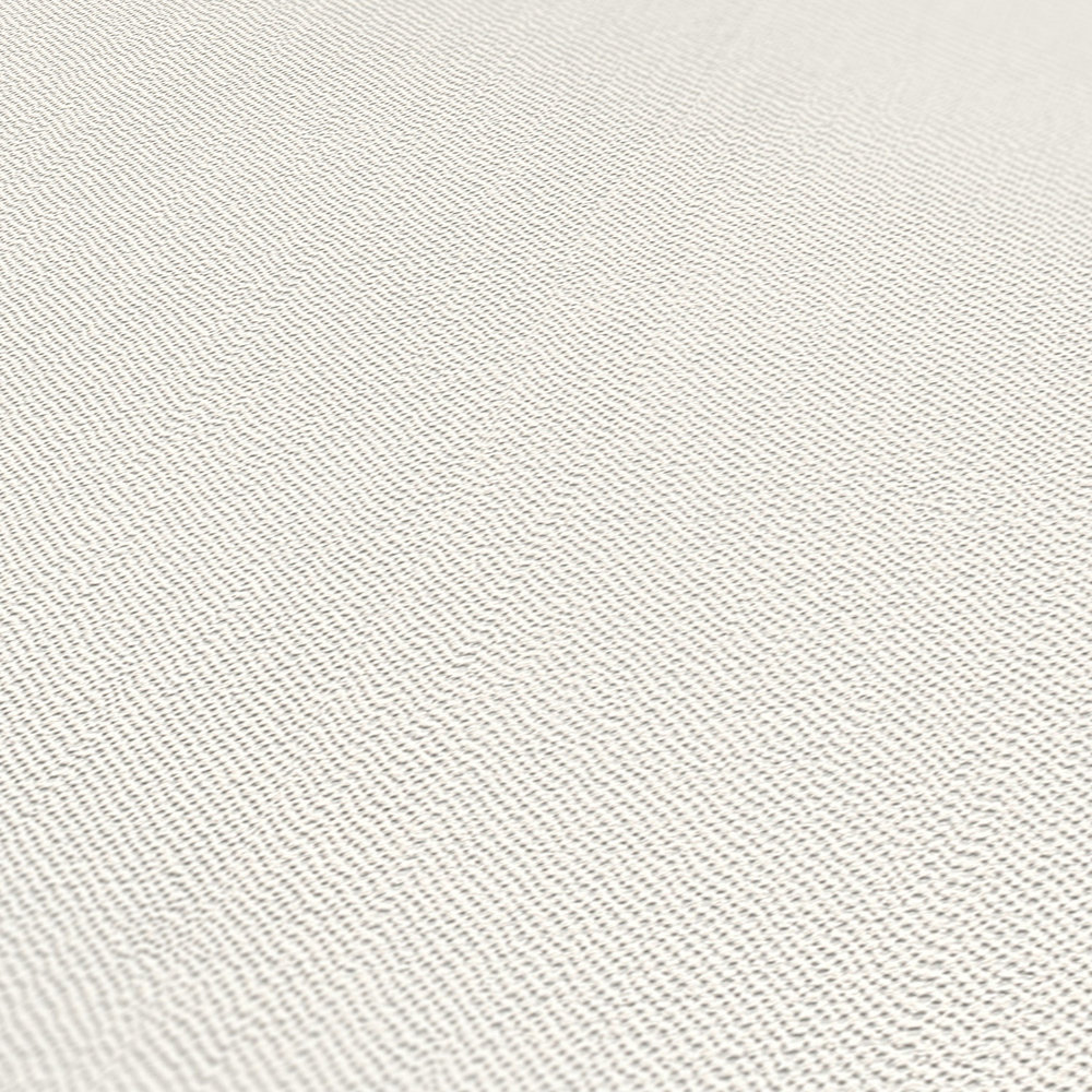             Papel pintado de aspecto textil liso grisáceo con textura
        