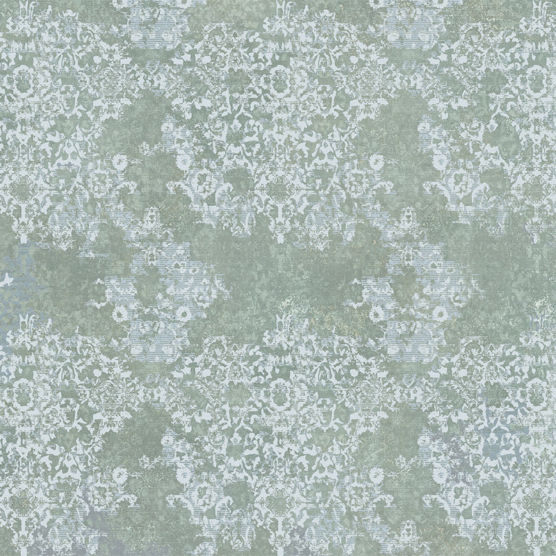 Papier peint panoramique vintage Fleurs Ornements & Look usé - vert, blanc
