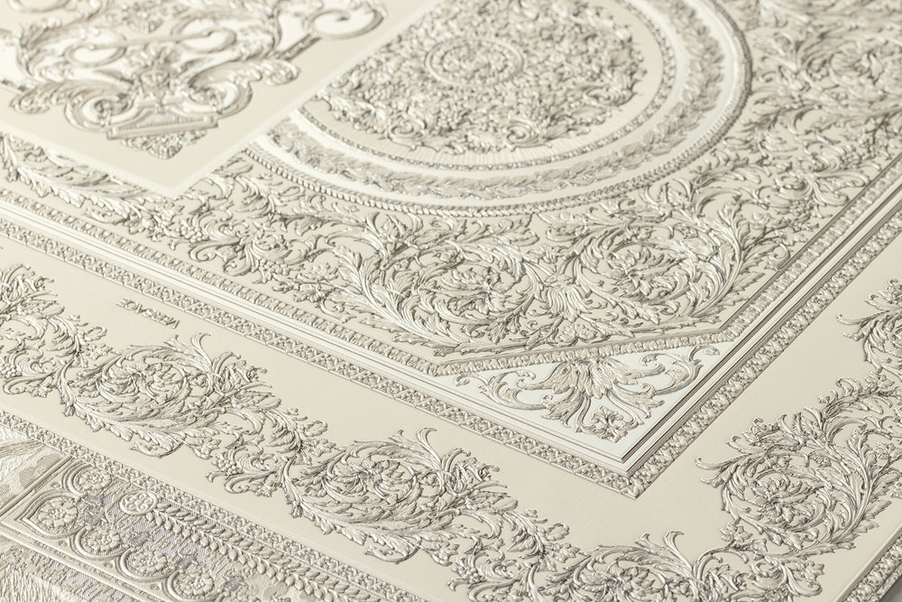             VERSACE Home Papier peint Détails baroques & imprimé animalier - argent, gris, blanc
        