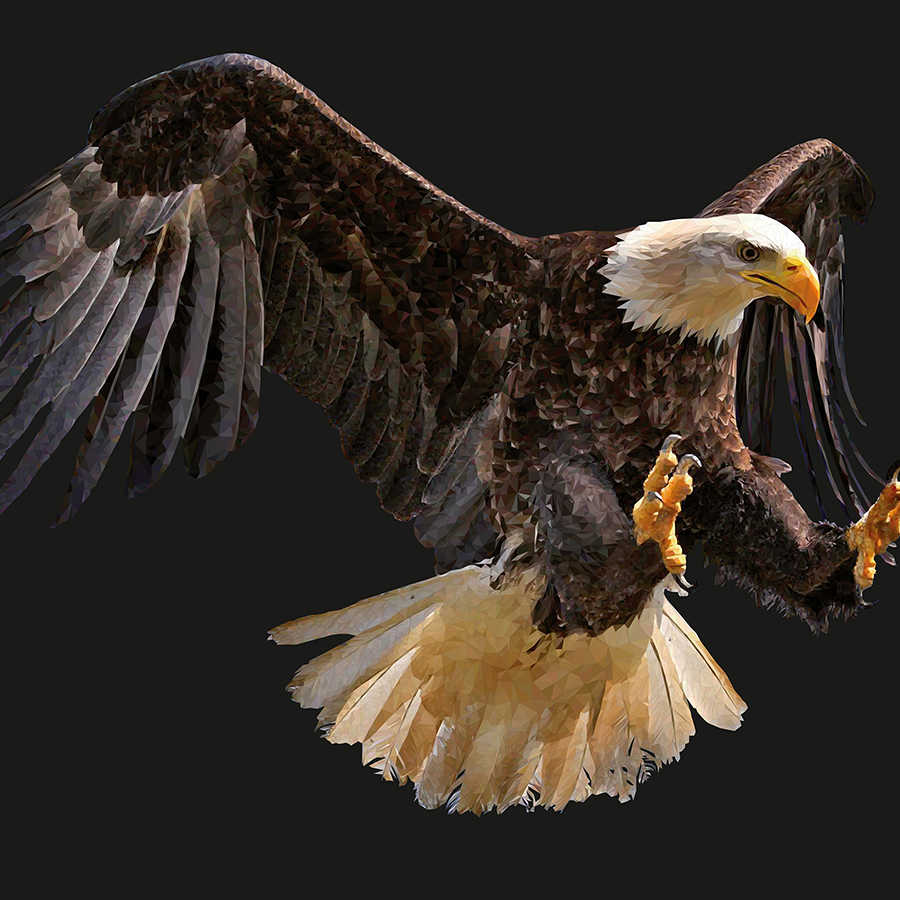 Motivo gráfico de águila en papel pintado sobre vellón liso nacarado
